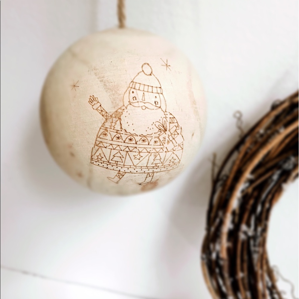 Wooden SANTA ORNAMENT | carved